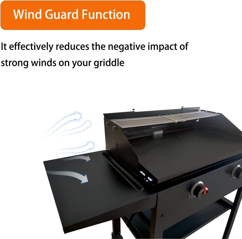 PHYESUVIN Universal Wind Screen/Guard and Griddle Warming Rack Set Fit for Griddle from 22" to 28" Without Hood, Griddle Accessories for Blackstone 22", 28" Griddle and Other Griddle with Rear Grease - Image 4